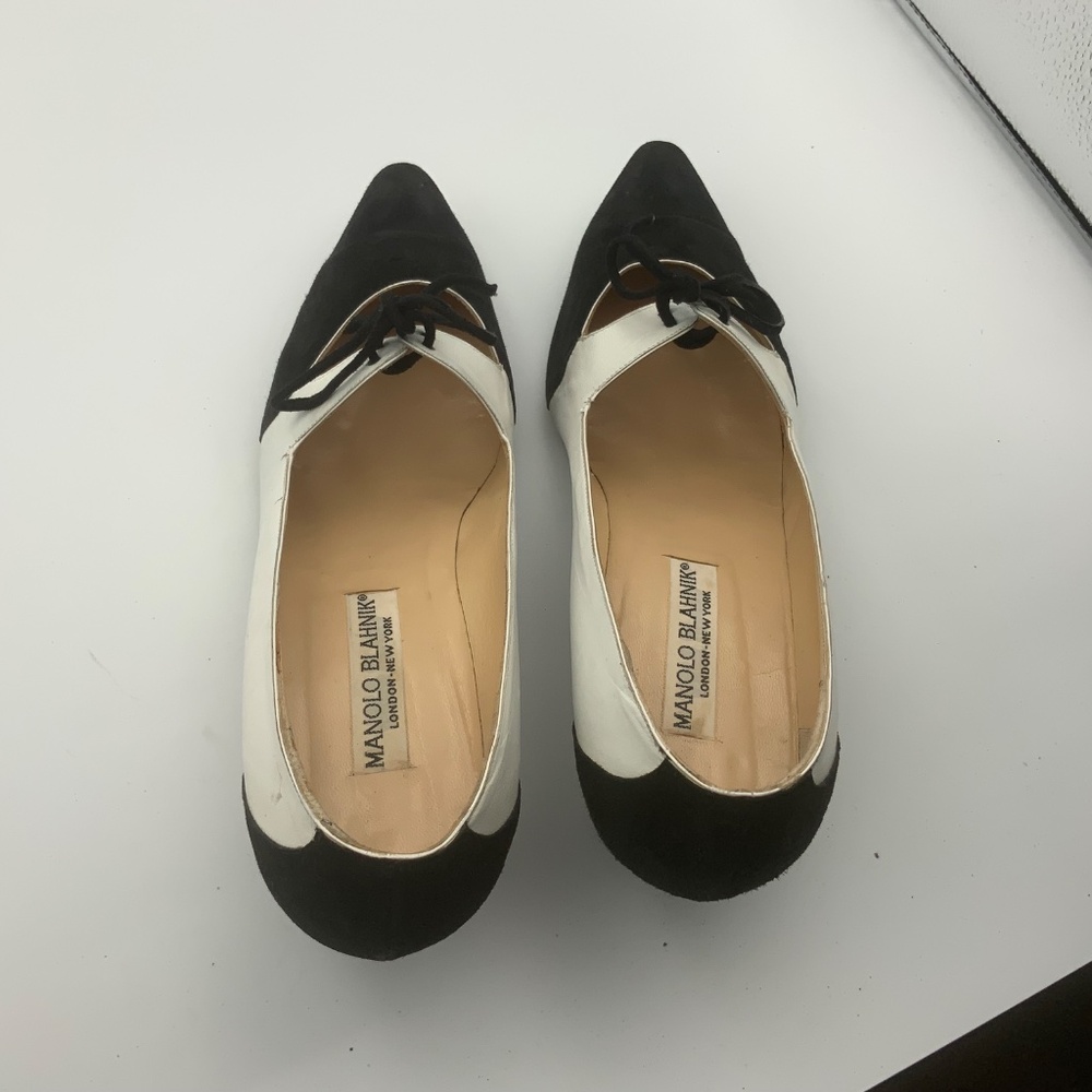Manolo Blahnik Black and Silver Heels - Picture 2 of 8
